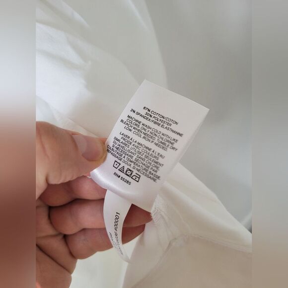 NEW Express White Shirt Dress Tunic Cotton Collared Professional Minimalist XS - Picture 9 of 11